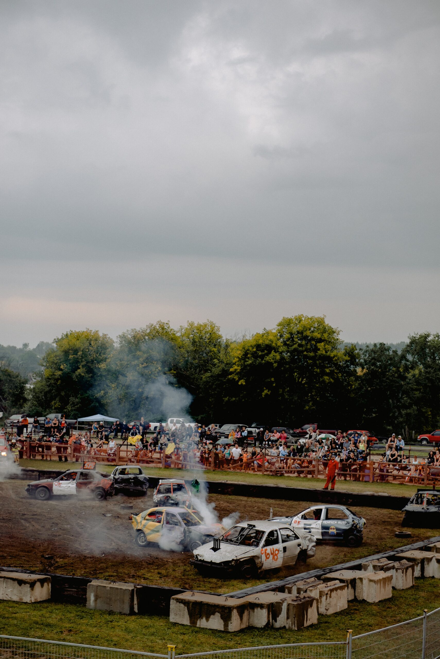 cars at a summer demolition derby